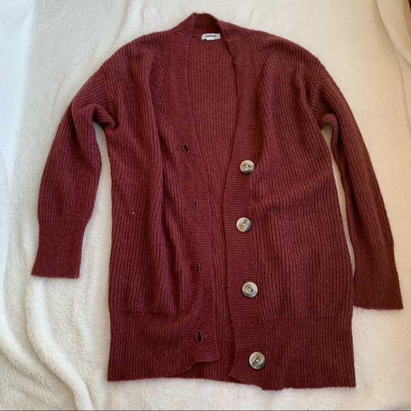 Garage Burgundy Ribbed Cardigan - Picture 3 of 7